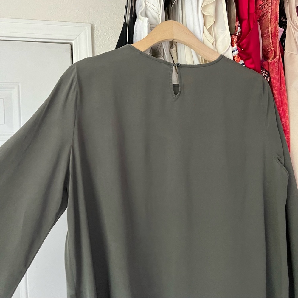 SCANLAN THEODORE olive army green silk blend long sleeve blouse - Picture 4 of 7